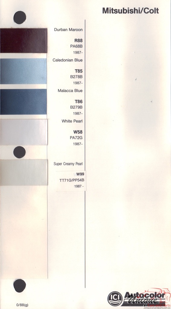 1987 - 1989 Mitsubishi Paint Charts Autocolor 1